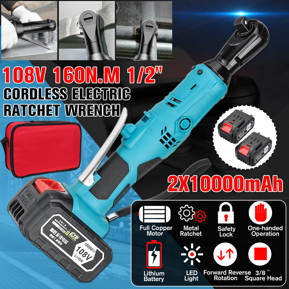 108V-160Nm-12-90ordm-LED-Electric-Right-Angle-Ratchet-Wrench-2X10000mAh-Battery-1681819-2