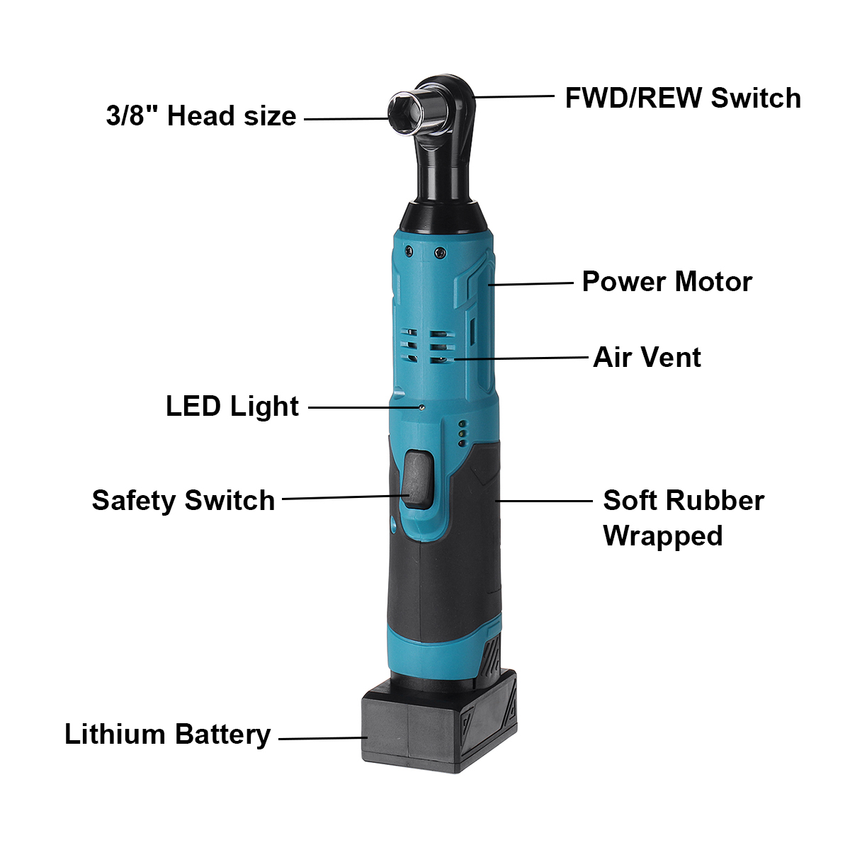 12V-65Nm-38quot-Cordless-Electric-Ratchet-Wrench-Tool-LED-Electric-Wrench-W-1pc-Battery-1757429-5