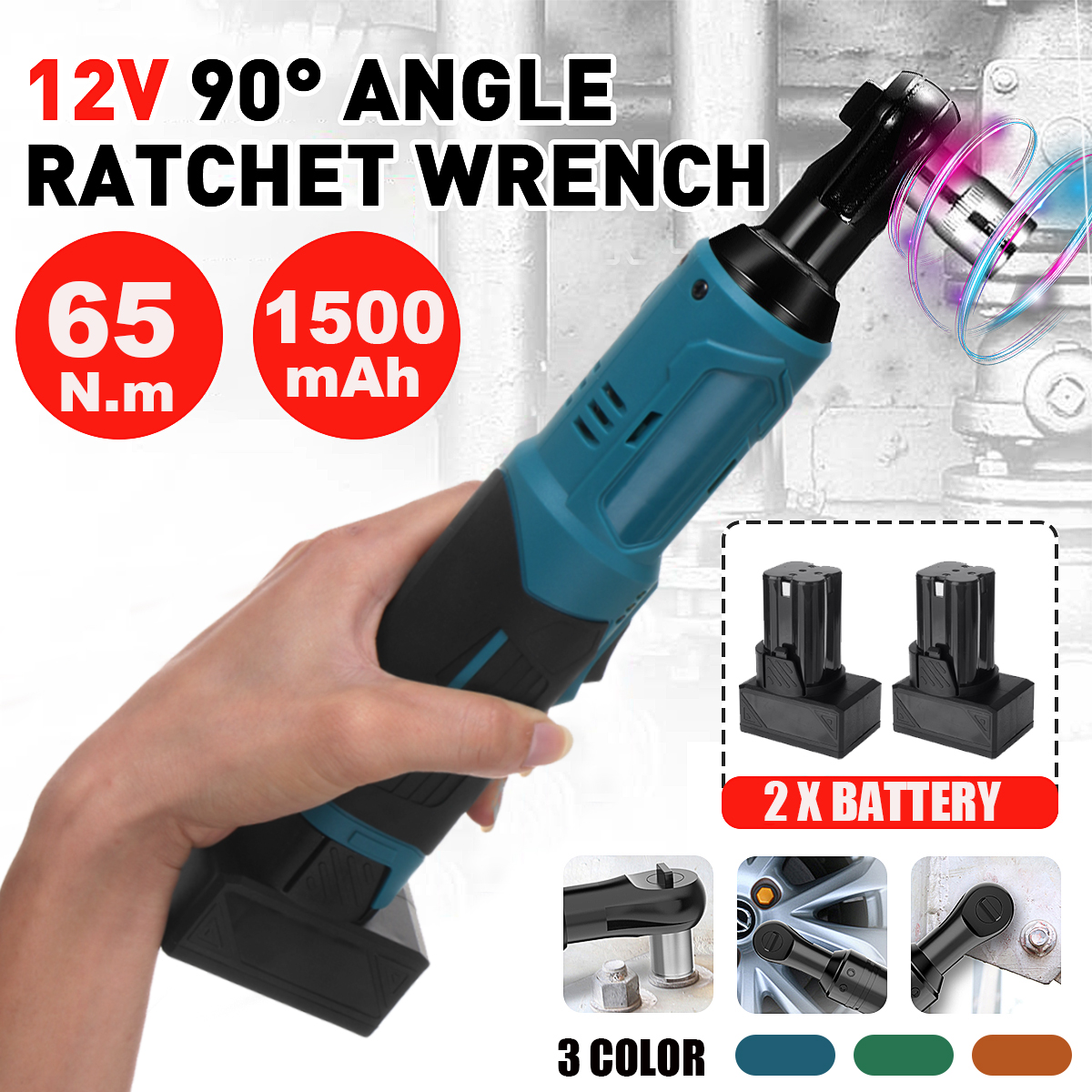12V-65Nm-38quot-Cordless-Electric-Ratchet-Wrench-Tool-LED-Electric-Wrench-W-2pcs-Battery-1757428-1