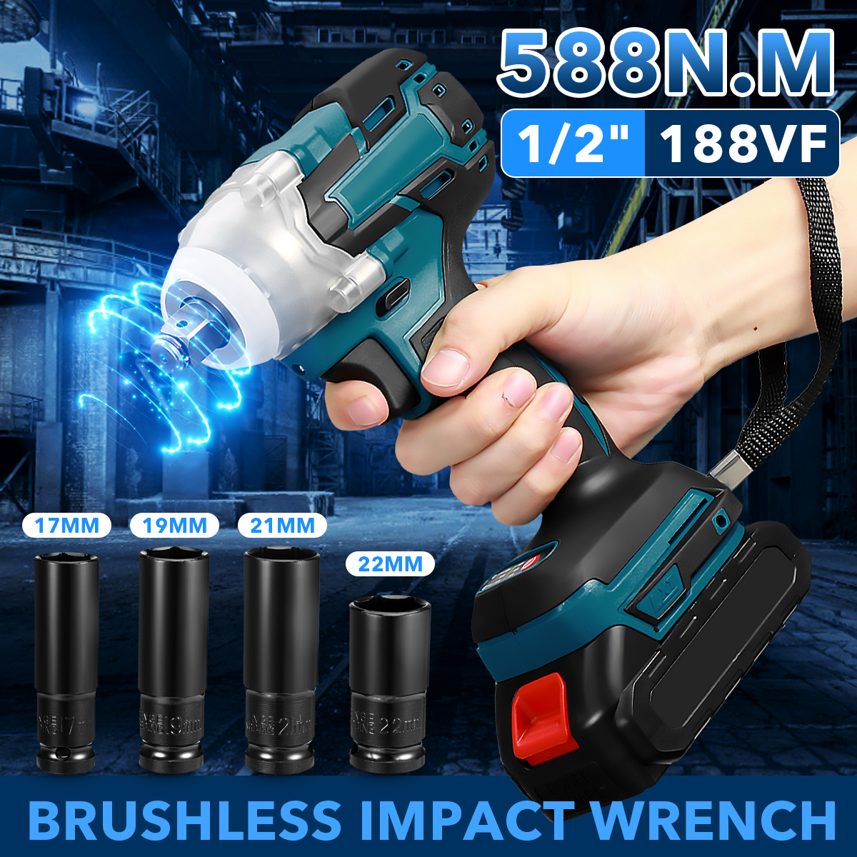 188VF-588Nm-Li-Ion-Cordless-Electric-12quot-Wrench-Socket-Rechargeable-Power-Tool-W-12pcs-Battery-1856253-2
