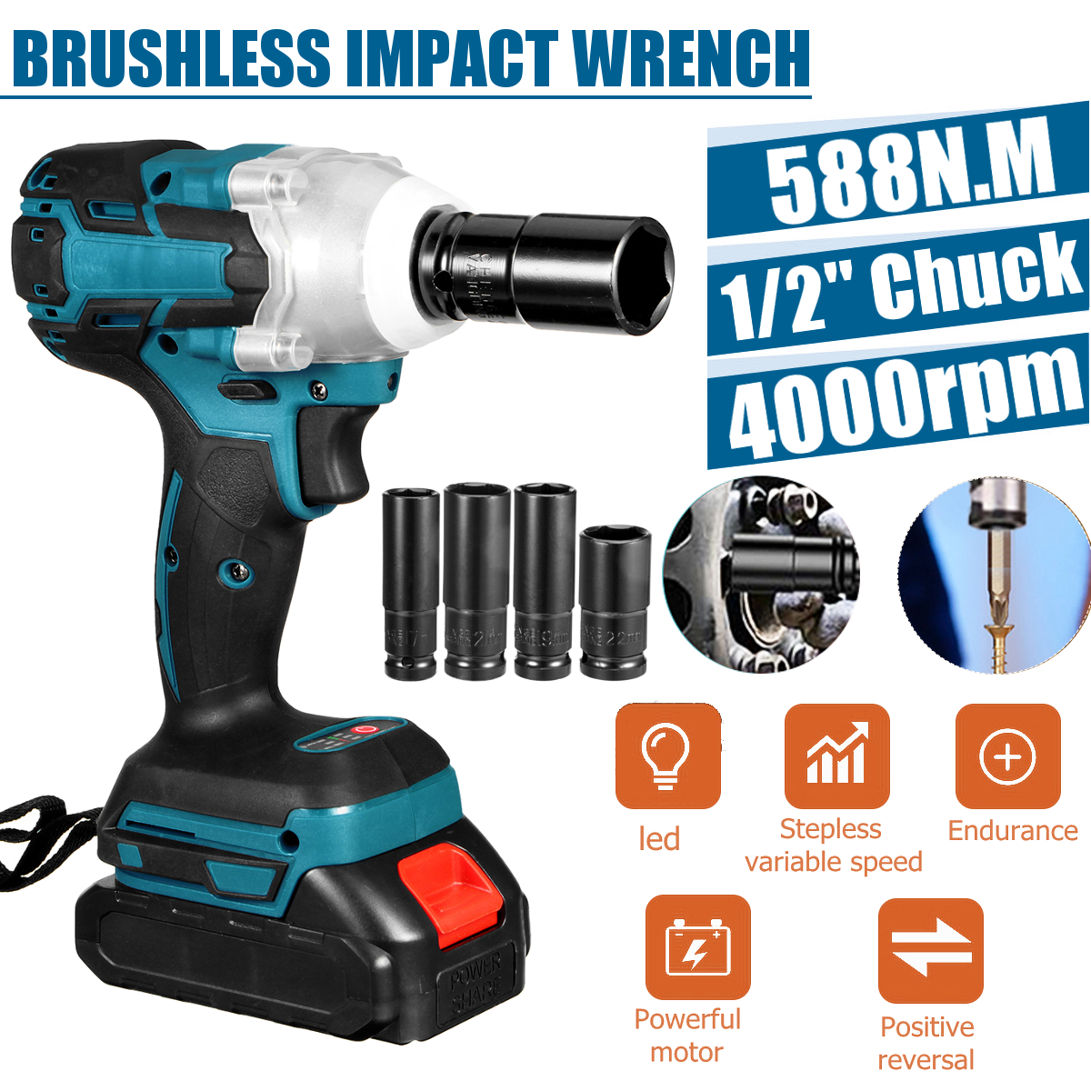 188VF-588Nm-Li-Ion-Cordless-Electric-12quot-Wrench-Socket-Rechargeable-Power-Tool-W-12pcs-Battery-1856253-7