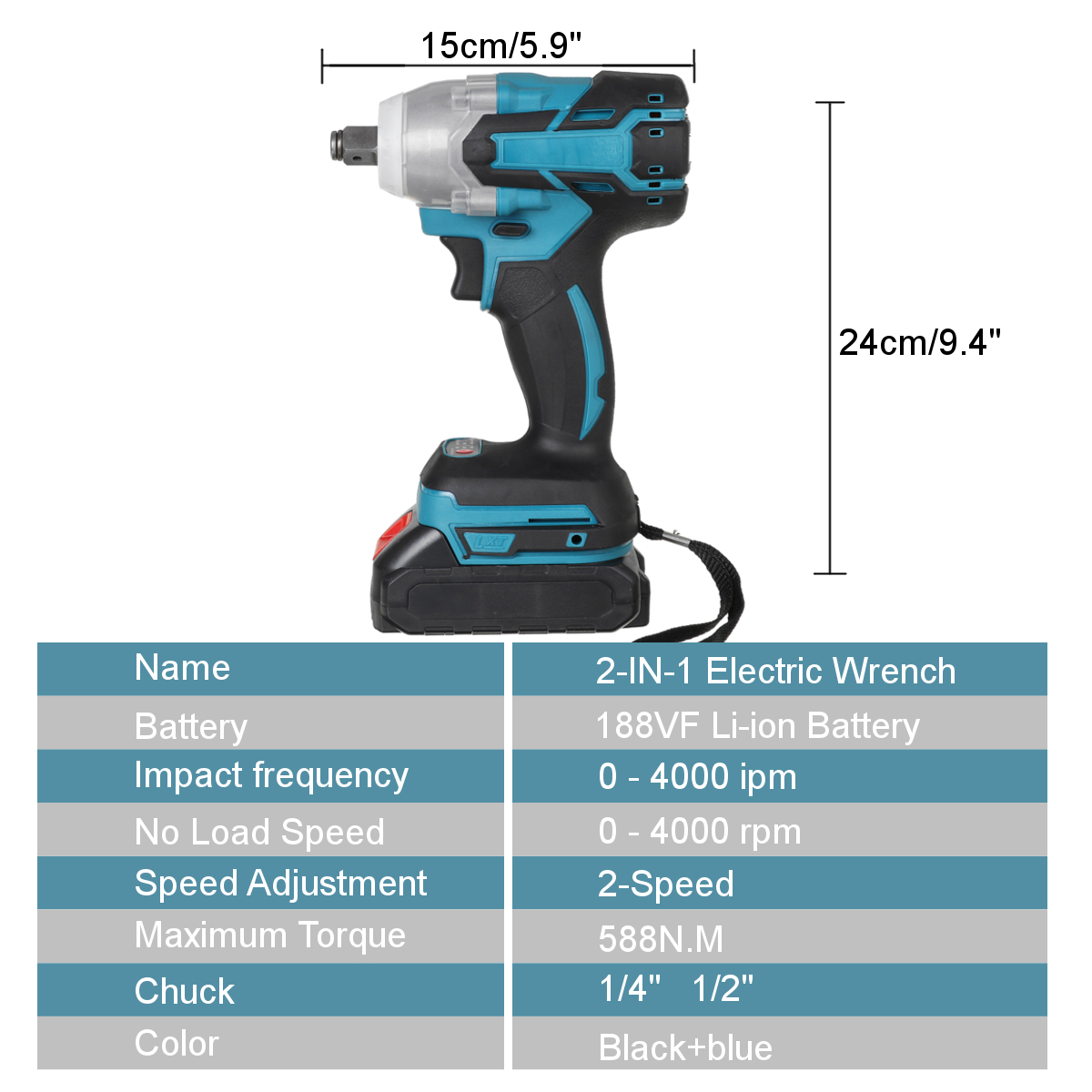 2-in-1-188VF-588Nm-Li-Ion-Brushless-Cordless-Electric-12quot-Wrench-14quotScrewdriver-Drill-W-12-Bat-1858198-13