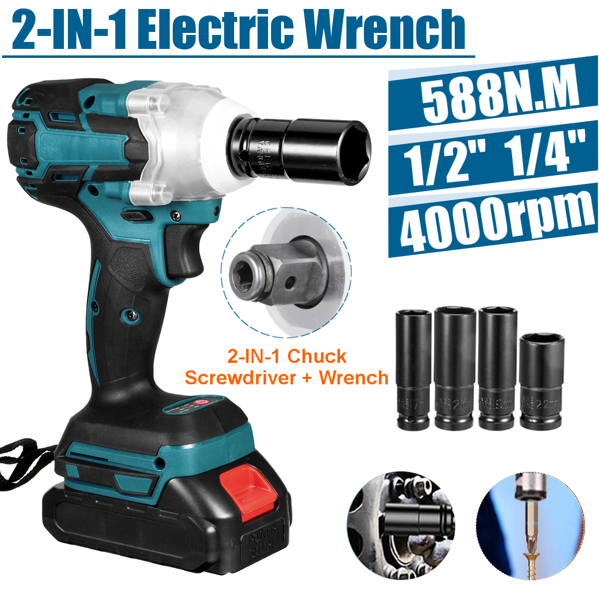 2-in-1-188VF-588Nm-Li-Ion-Brushless-Cordless-Electric-12quot-Wrench-14quotScrewdriver-Drill-W-12-Bat-1858198-3