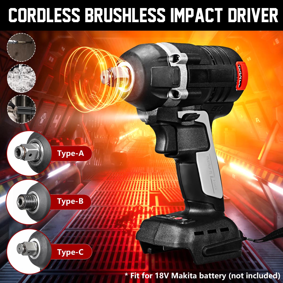 2-in-1-800Nm-Brushless-Cordless-Electric-12quotWrench-14quotScrewdriver-Drill-for-Makita-18V-Battery-1774565-2
