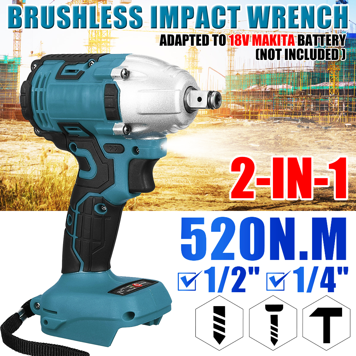 2-in1-520Nm-Li-Ion-Brushless-Cordless-Electric-12quot-Wrench-14quotScrewdriver-Drill-for-Makita-18V--1868317-1