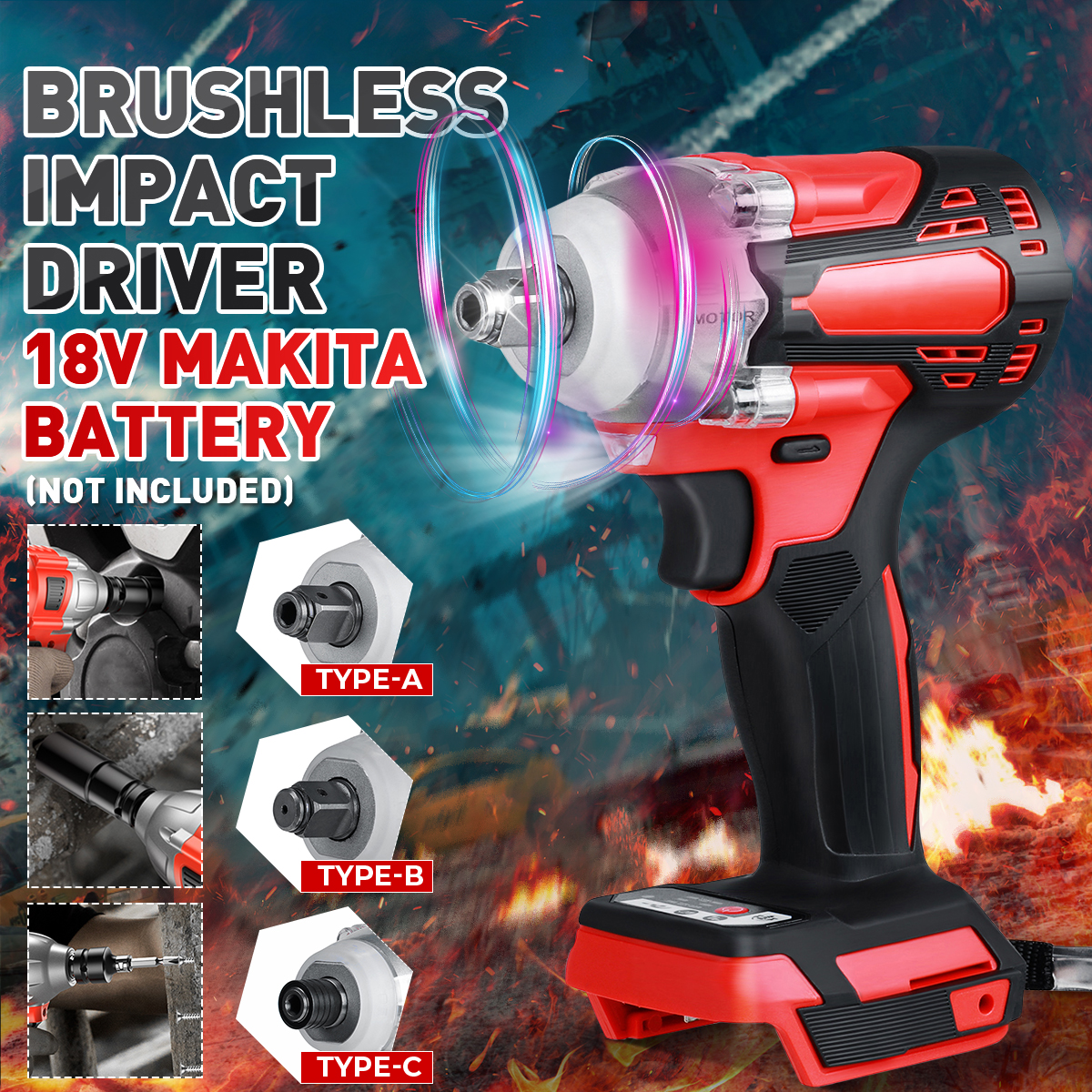 2-in1-800Nm-Li-Ion-Brushless-Cordless-Electric-12quot-Wrench-14quot-Screwdriver-Drill-for-Makita-18V-1822517-2