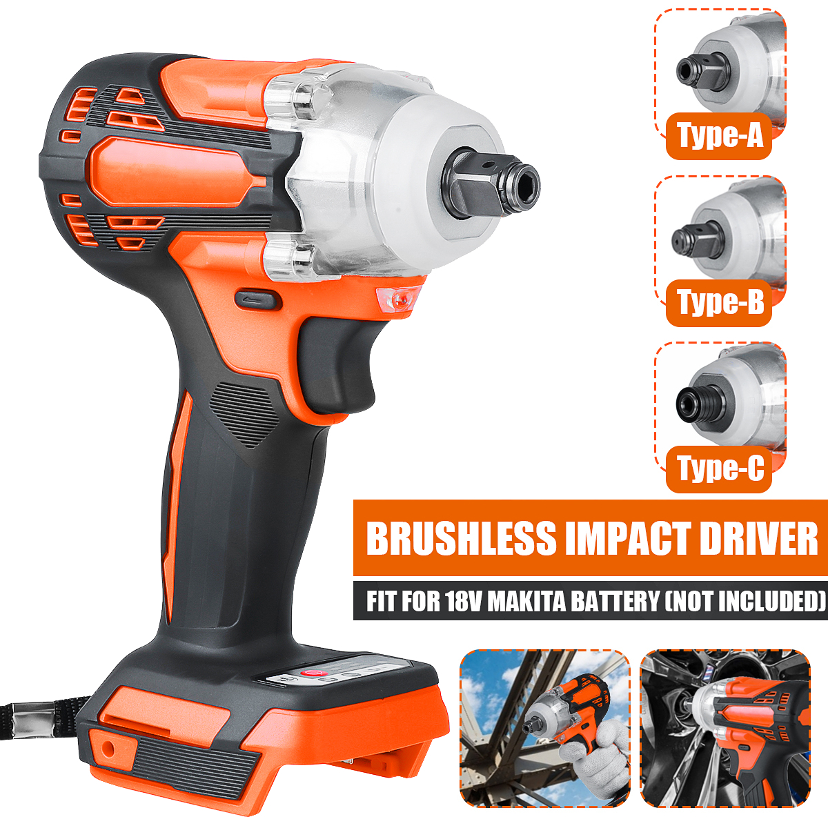2-in1-800Nm-Li-Ion-Brushless-Cordless-Electric-12quot-Wrench-14quot-Screwdriver-Drill-for-Makita-18V-1822520-2