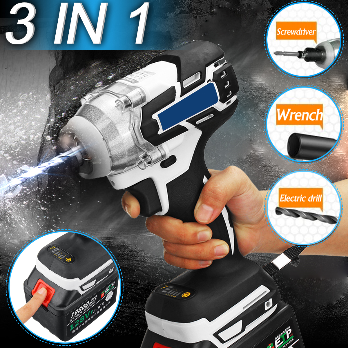 3-In-1-88V-10000mAH-Power-Drills-Electric-Screwdriver-Brushless-Electric-Wrench-240-520NM-Adjustable-1452678-2