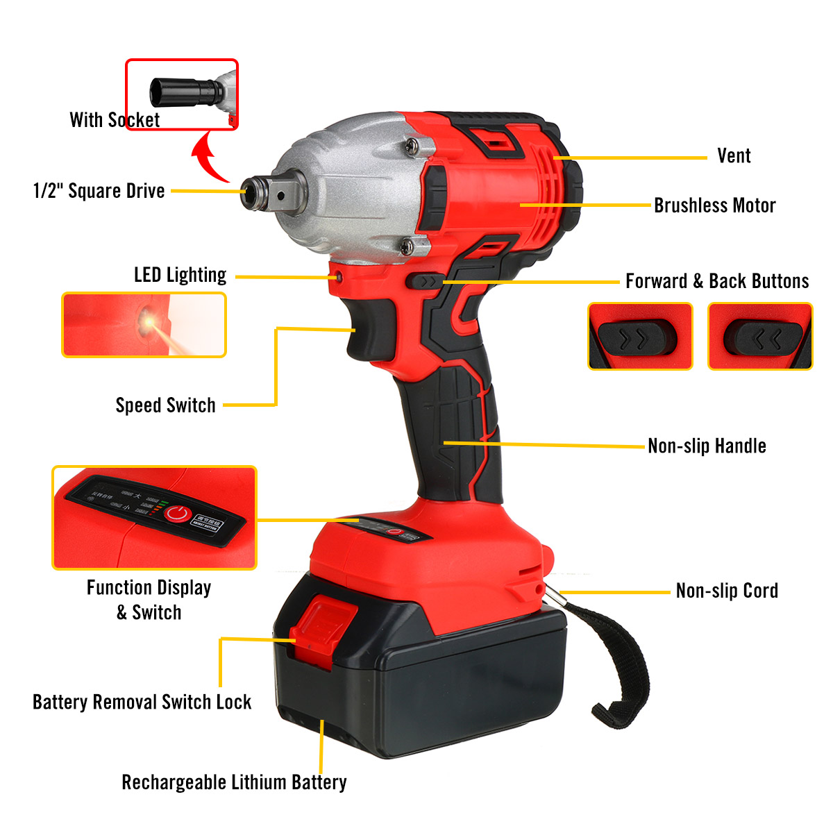 330NM-3000RPM-Electric-Cordless-Brushless-Impact-Wrench-W-1-or-2pcs-Battery--5pcs-Sockets-1831583-10