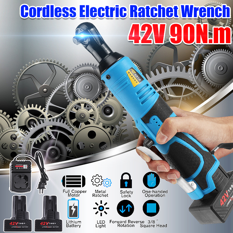 42V-90Nm-38quot-Cordless-Electric-Ratchet-Wrench-Tool-2-x-Battery--Charger-Kit-1581330-1