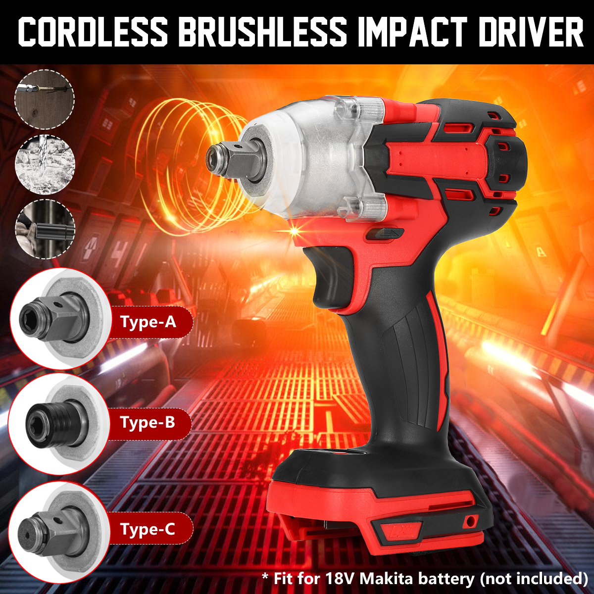 800Nm-Brushless-Cordless-Electric-12quot-Wrench-14quot-Screwdriver-Drill-Replacement-for-Makita-18V--1784389-2