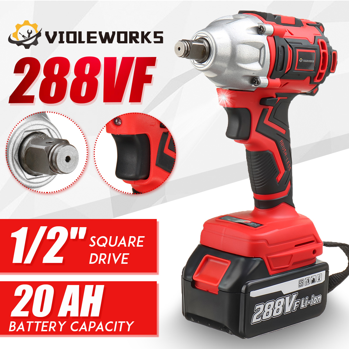 VIOLEWORKS-288VF-12quot-320NM-Electric-Wrench-Cordless-Brushless-Impact-Wrench-With-210-Battery-Also-1833240-1