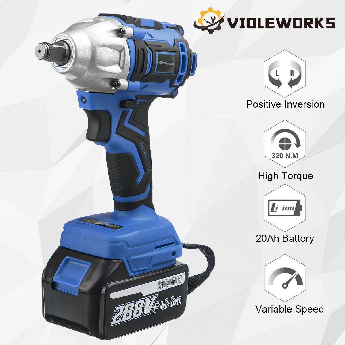 VIOLEWORKS-288VF-12quot-320NM-Electric-Wrench-Cordless-Brushless-Impact-Wrench-With-210-Battery-Also-1833240-3