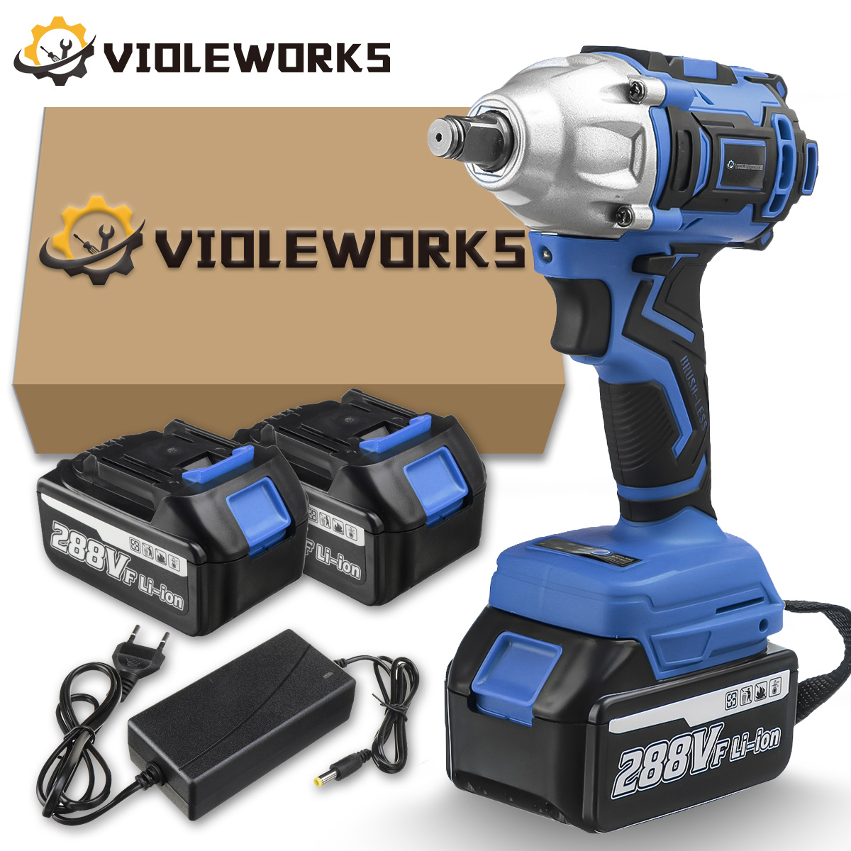 VIOLEWORKS-288VF-12quot-320NM-Electric-Wrench-Cordless-Brushless-Impact-Wrench-With-210-Battery-Also-1833240-10