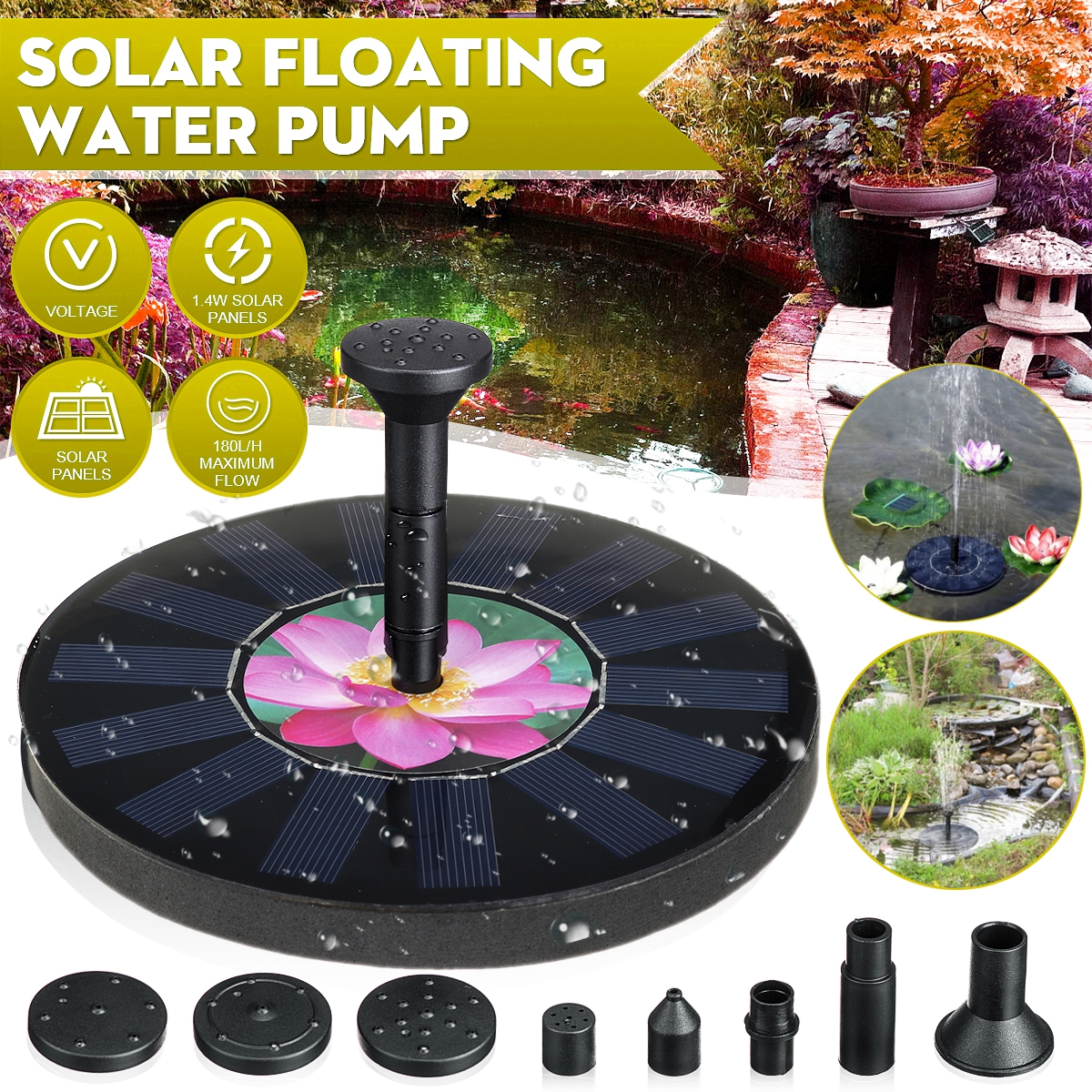 30-50cm-Solar-Panel-Powered-Garden-Pond-Floating-Fountain-Water-Pump-Outdoor-1692501-1