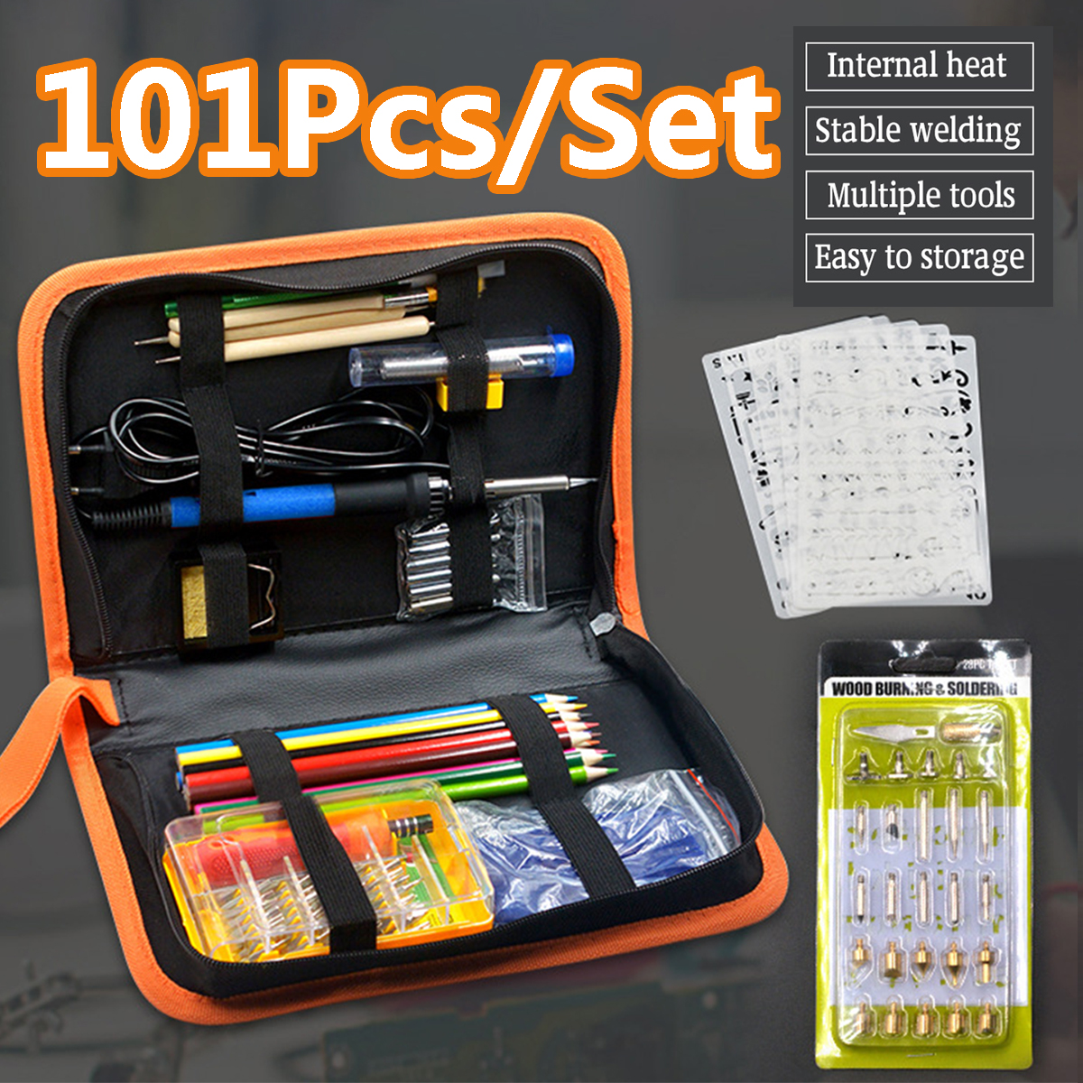 101Pcs-Electric-Solder-Iron-Kit-DIY-Wood-Burning-Pen-Carft-Tool-Pyrography-Tool-Set-1575351-2