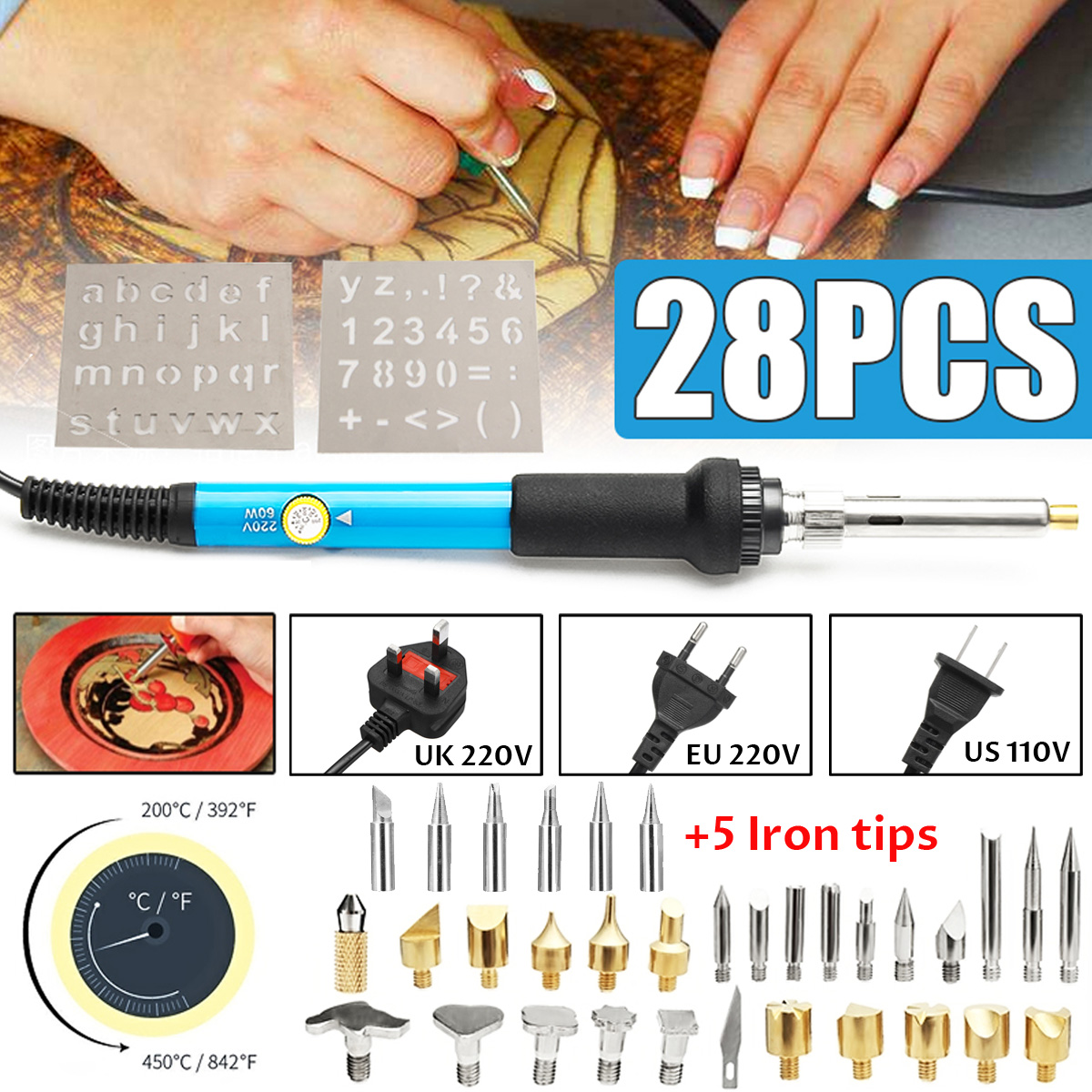 220V-60W-Wood-Burning-Pen--34-Assorted-Tips-Set-Soldering-Iron-Tips-Set-Tool-Adjustable-Temperature-1817365-1