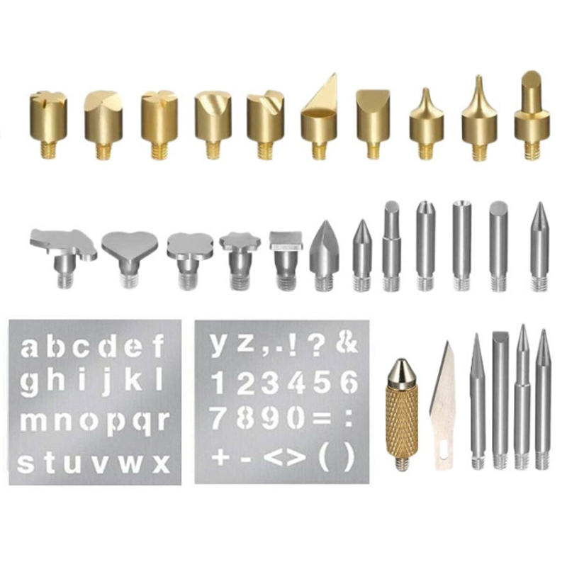 28PCS-Durable-Stencil-Carving-Art-Pen-Brass-Tips-Soldering-Iron-Tools-Set-Pyrography-Kit-Wood-Burnin-1641268-1
