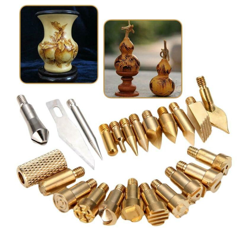 28PCS-Durable-Stencil-Carving-Art-Pen-Brass-Tips-Soldering-Iron-Tools-Set-Pyrography-Kit-Wood-Burnin-1641268-2