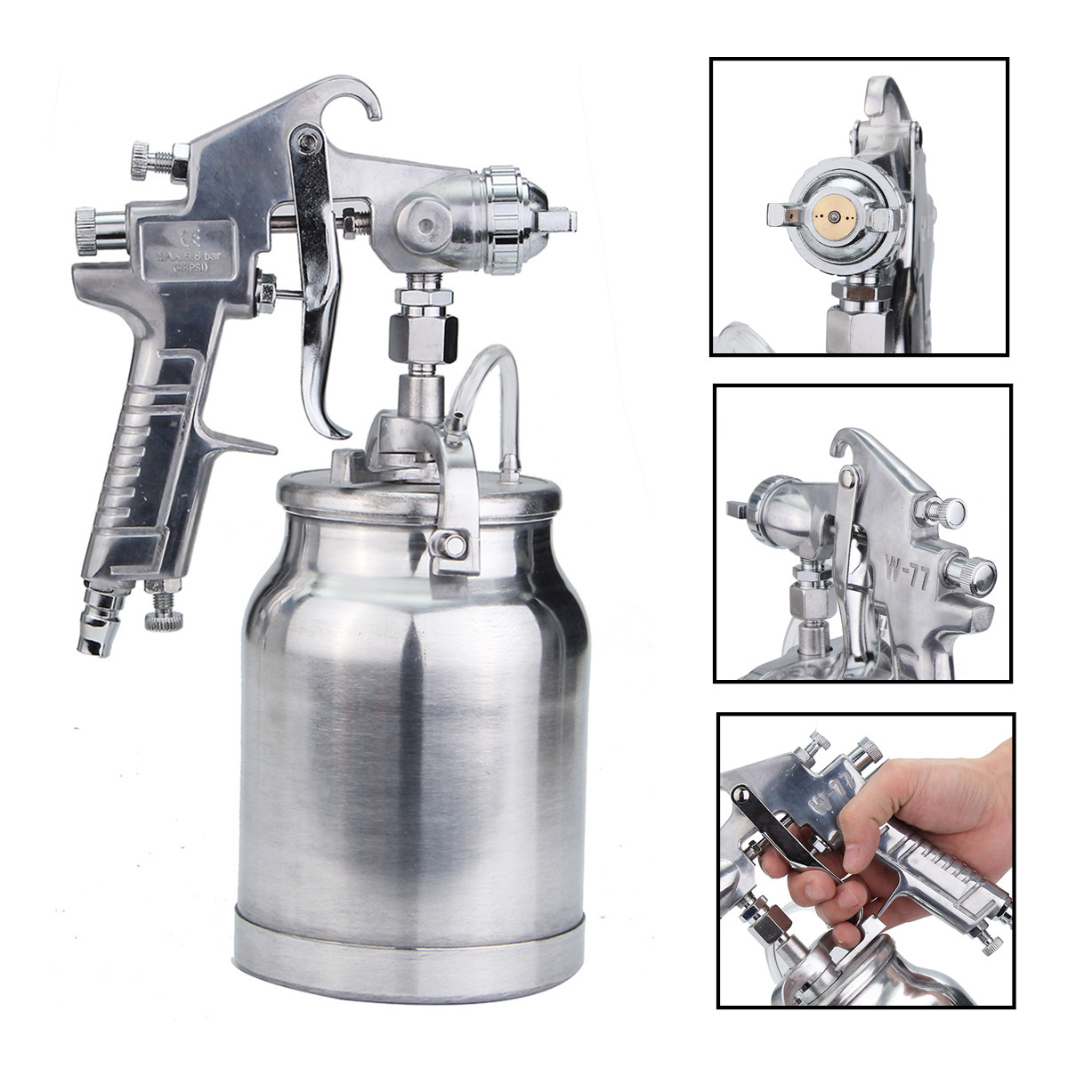 3-In-1-Suction-Feed-Heavy-Duty-Paint-Spray-Sprayer-1L-Pot-14Inch-Air-Hose-Fitting-1264292-7