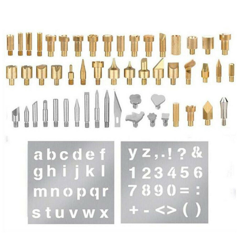 53PCS-Durable-Stencil-Carving-Art-Pen-Brass-Tips-Soldering-Iron-Tool-Set-Pyrography-Kit-Wood-Burning-1641339-2
