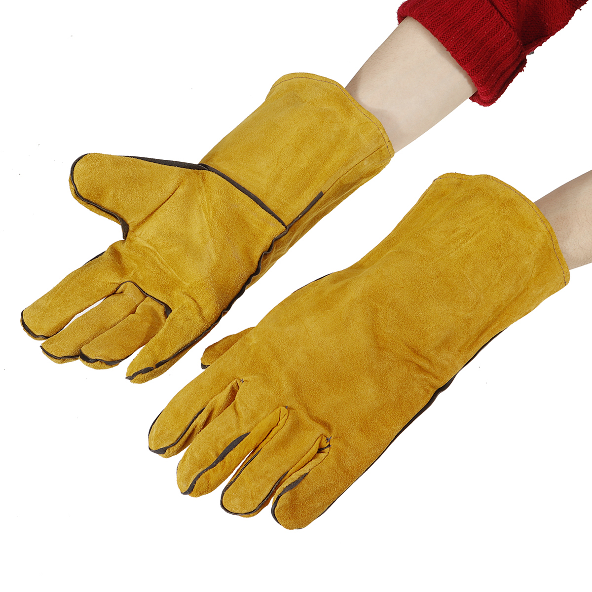 2PCS-14quot-Heavy-Duty-Gardening-Welder-Gloves-Men-Women-Thorn-Proof-Non-Slippery-Leather-Work-1924044-9