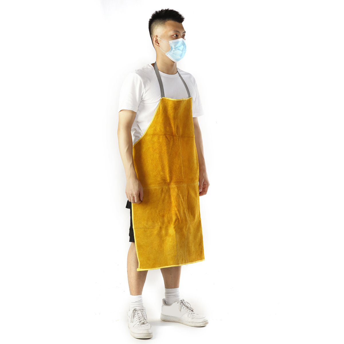 Gardening-Welding-Apron-Protection-Men-Women-Thorn-Proof-Leather-Work-Yellow-1706308-5