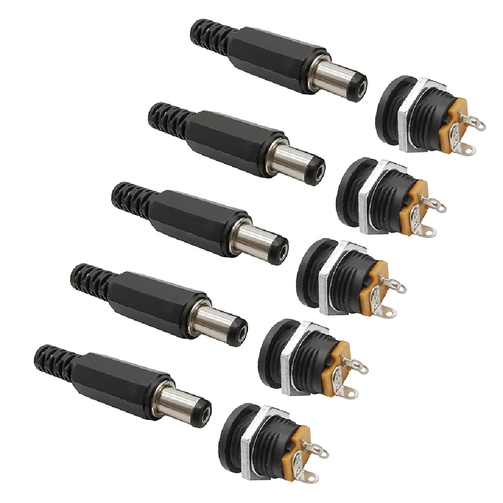 10PCS-5Pairs-12V-3A-55-x-21mm-Plastic-Male-Plugs-DC022-DC-Power-Socket-Female-Jack-Screw-Nut-Panel-M-1861422-1