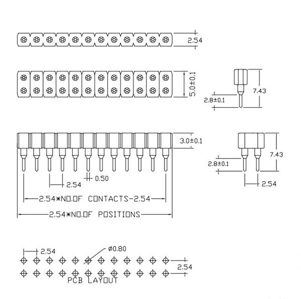 1pcs-40Pin-Single-Row-254mm-Round-Female-Header-Pin-937210-5