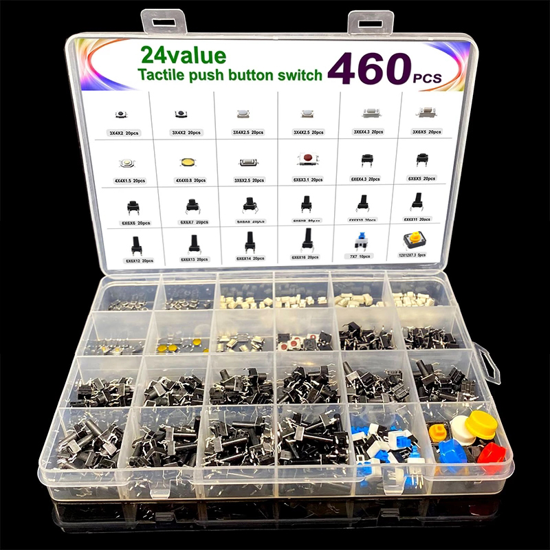 460PCS-Tact-Switch-Push-Button-Switch-Micro-Switch-For-Car-RemotTVToysHome-Use-Button-Caps-Kit-1973870-5