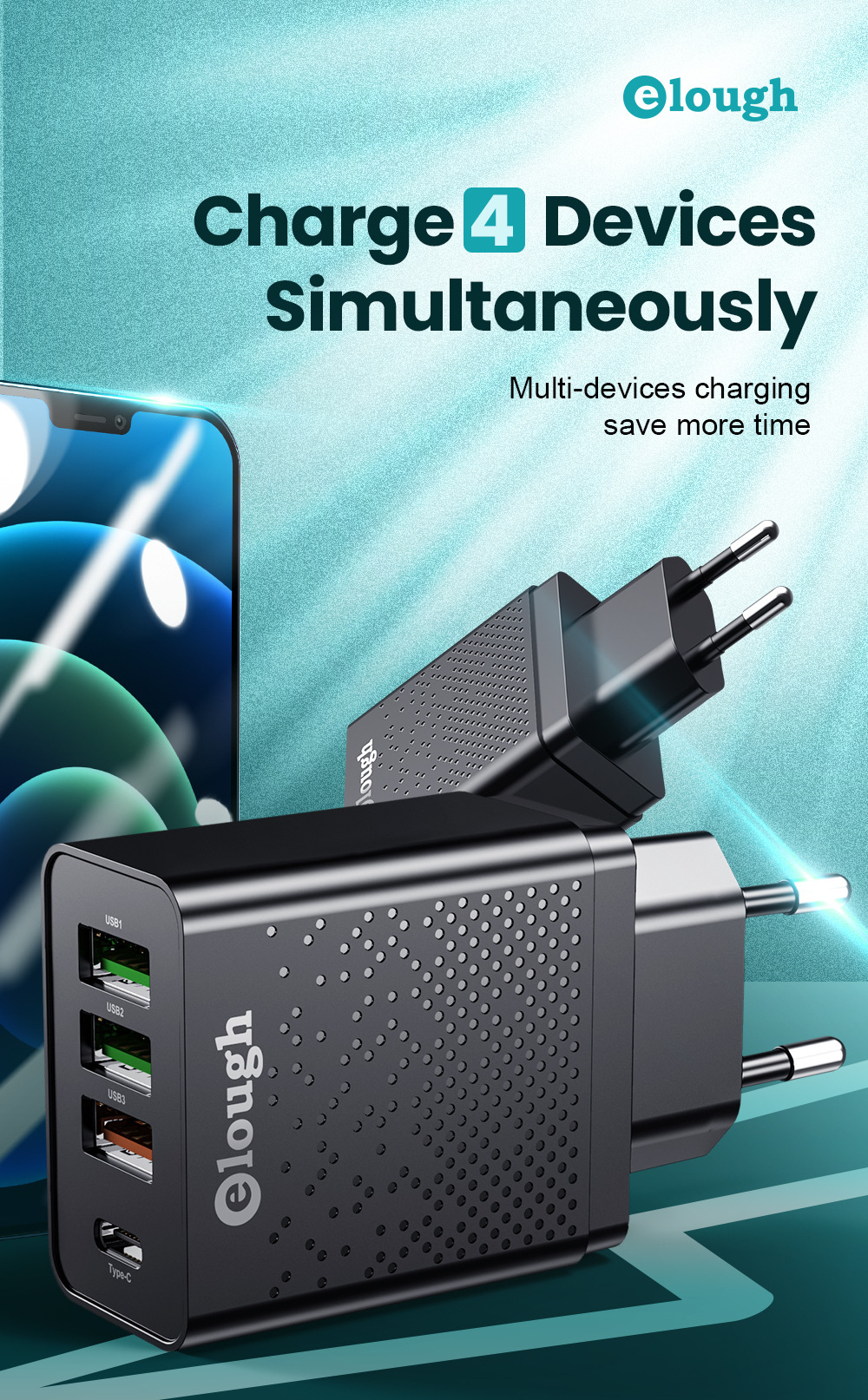 Elough-ELK-6XX-20W-4-Port-3-USB--Type-C-PD40-QC30-Fast-Charging-EUUS-Plug-Charger-for-Samsung-Galaxy-1852795-1