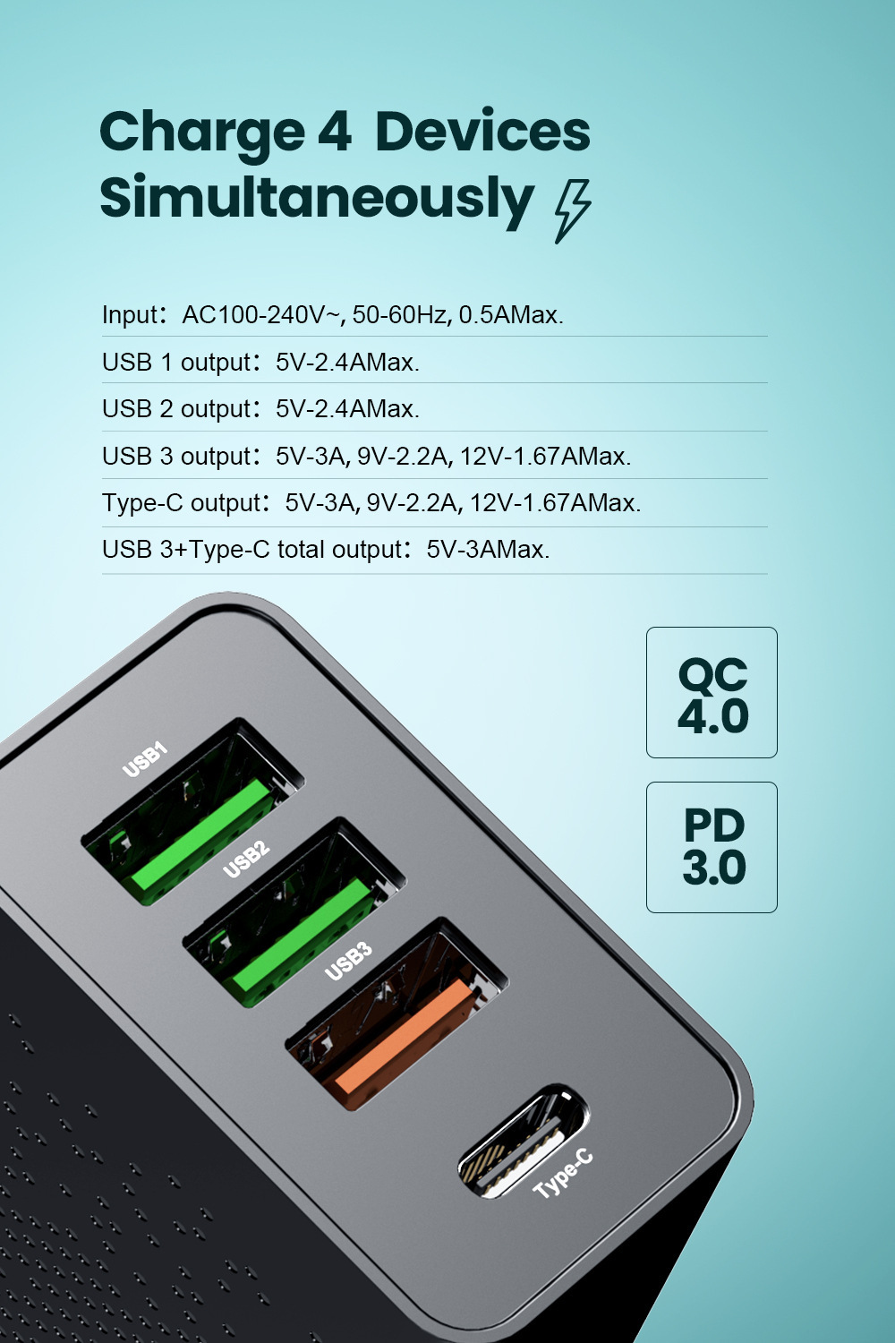 Elough-ELK-6XX-20W-4-Port-3-USB--Type-C-PD40-QC30-Fast-Charging-EUUS-Plug-Charger-for-Samsung-Galaxy-1852795-6
