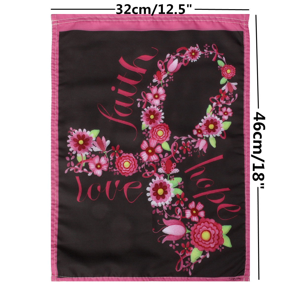 125quotx18quot-Faith-Hope-Love-Garden-Flag-Pink-Ribbon-Breast-Cancer-Awareness-Floral-Decorations-1357609-5