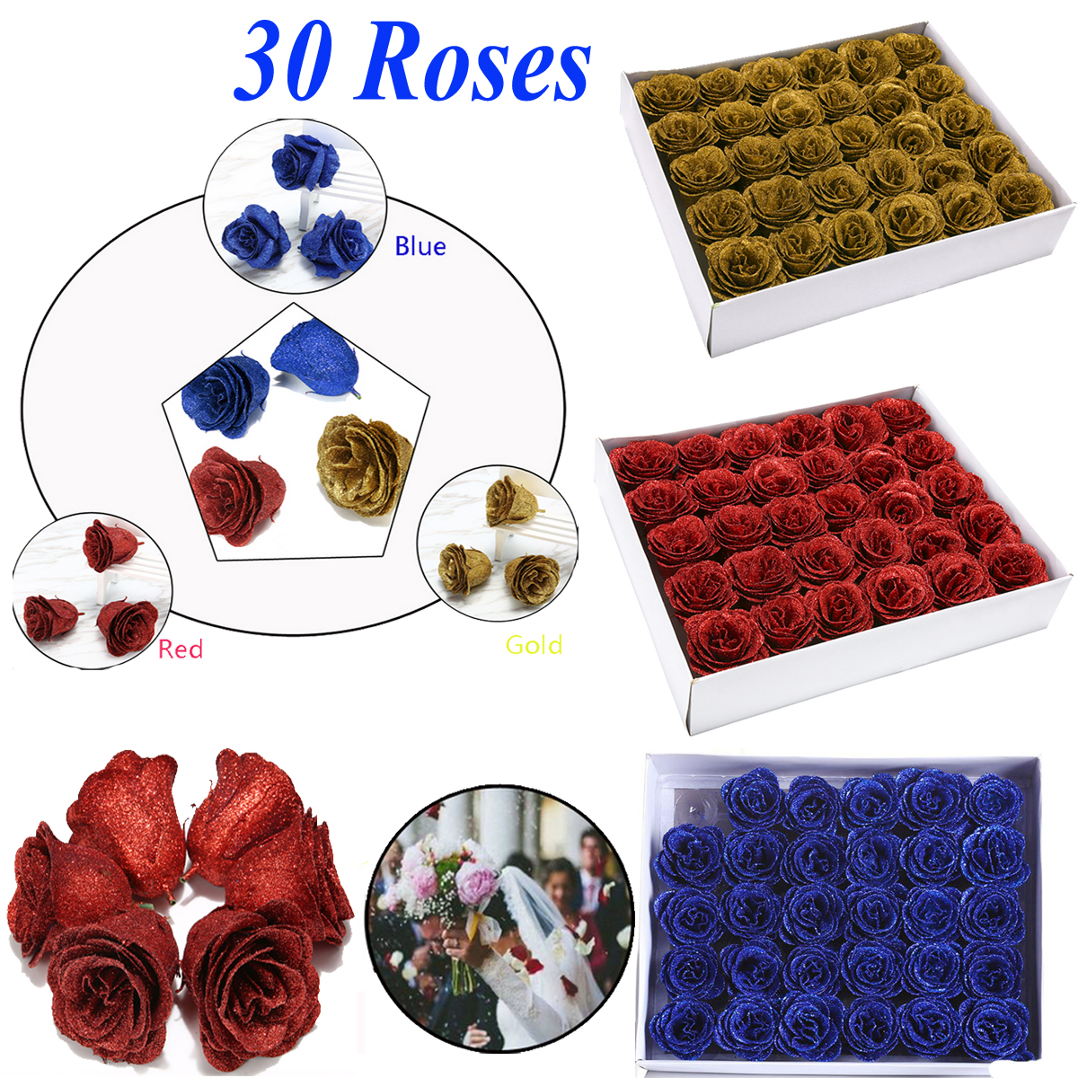 30PCS-Artificial-Rose-Flower-Crystal-Gold-Powder-Valentines-Day-Party-Gift-Decorations-1600349-2