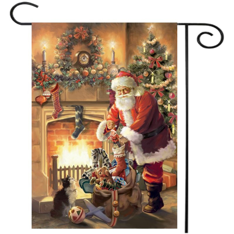 30x45cm-Christmas-Polyester-Santa-Claus-Welcome-Flag-Garden-Holiday-Decoration-1095599-3