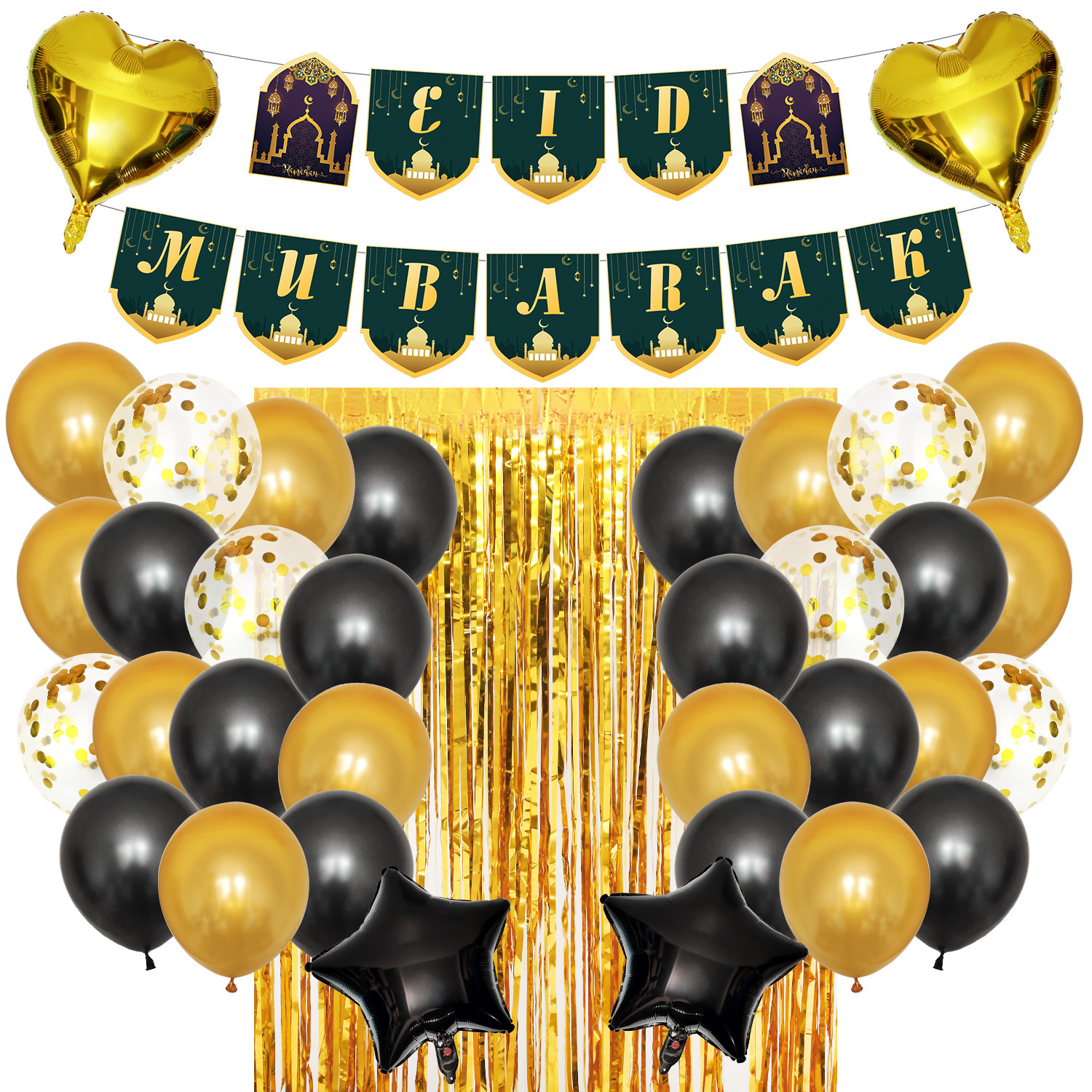 37PcsSet-Eid-Ramadan-Mubarak-Pentagram-Baner-Party-Foil-Balloons-Home-Decor-1695580-3