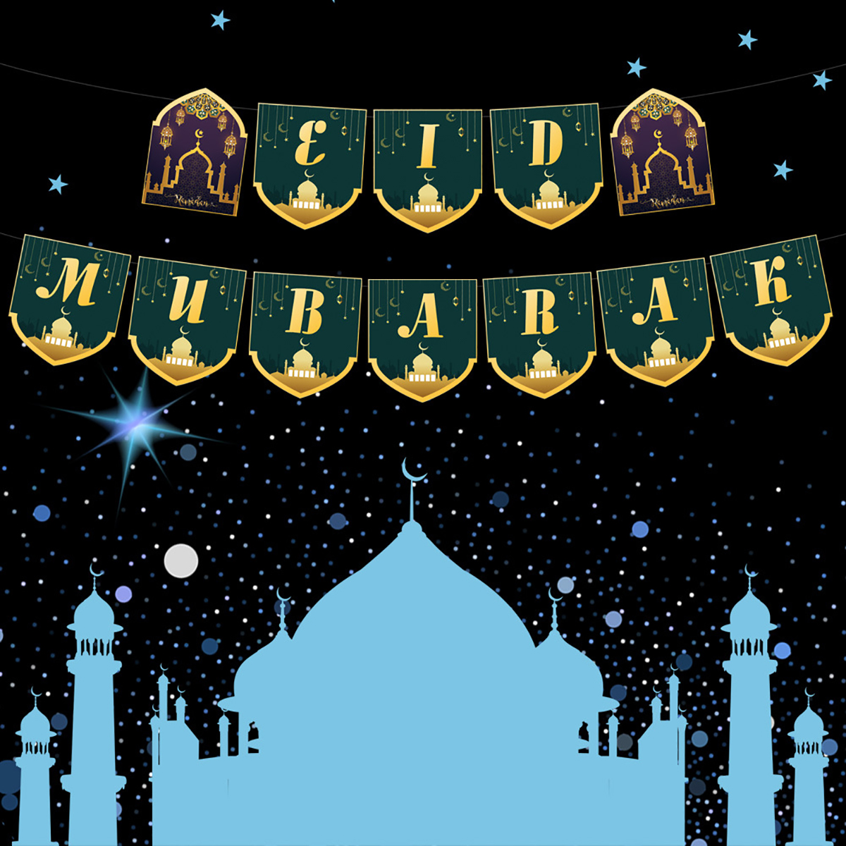 37PcsSet-Eid-Ramadan-Mubarak-Pentagram-Baner-Party-Foil-Balloons-Home-Decor-1695580-4