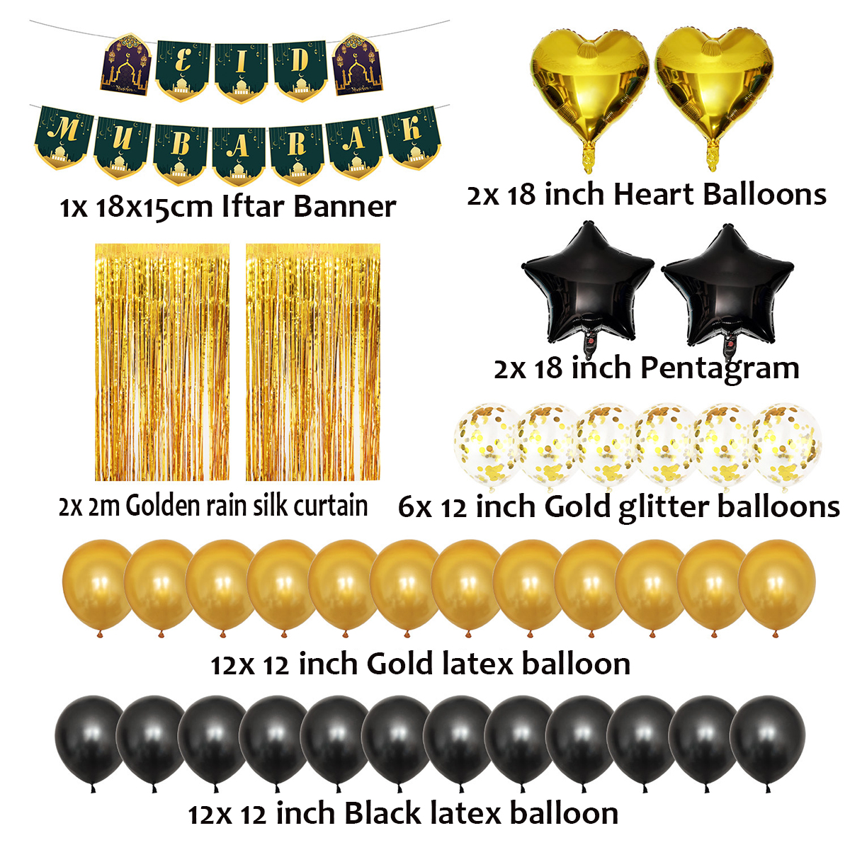 37PcsSet-Eid-Ramadan-Mubarak-Pentagram-Baner-Party-Foil-Balloons-Home-Decor-1695580-6