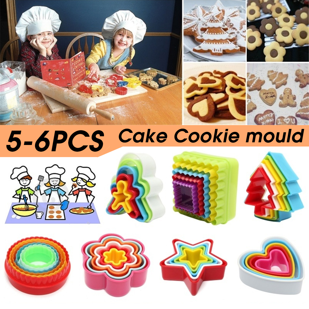 5-6Pcs-Flower-Heart-Mould-Fondant-Cake-Cookie-Sugarcraft-Cutters-Molds-Tool-Set-1773188-1