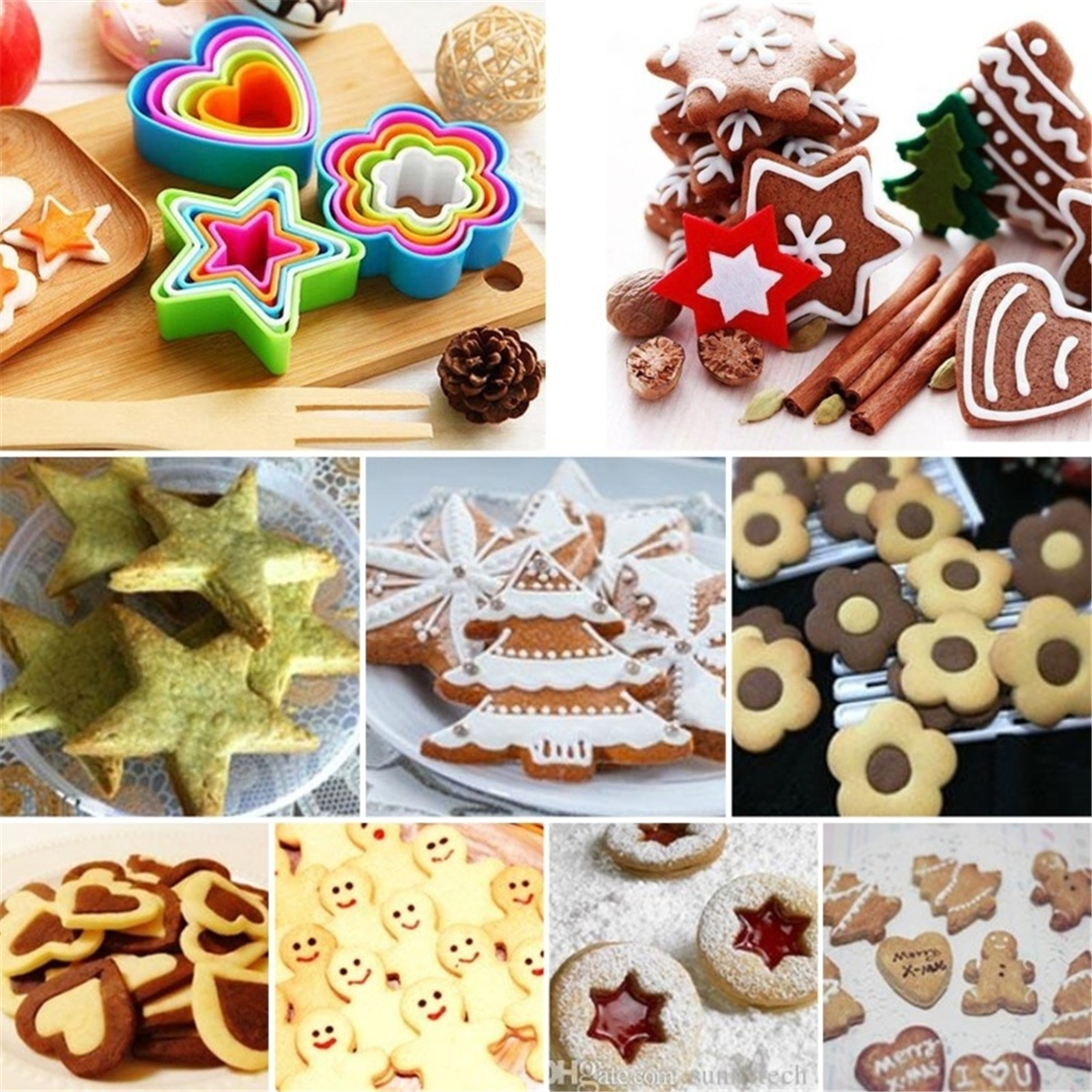 5-6Pcs-Flower-Heart-Mould-Fondant-Cake-Cookie-Sugarcraft-Cutters-Molds-Tool-Set-1773188-3