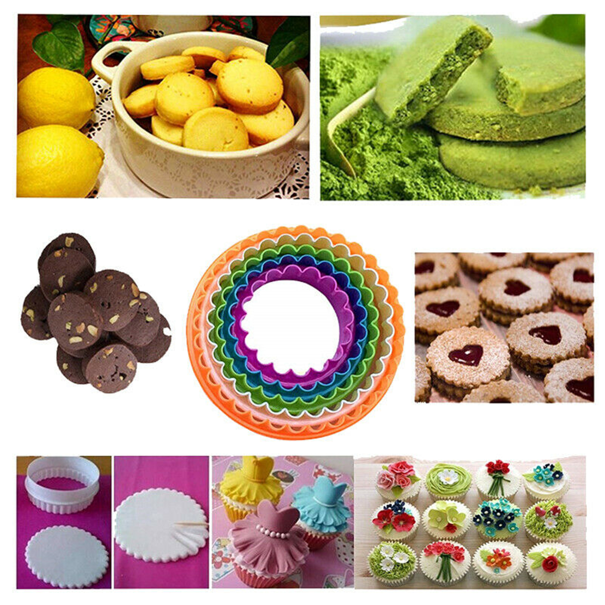5-6Pcs-Flower-Heart-Mould-Fondant-Cake-Cookie-Sugarcraft-Cutters-Molds-Tool-Set-1773188-5