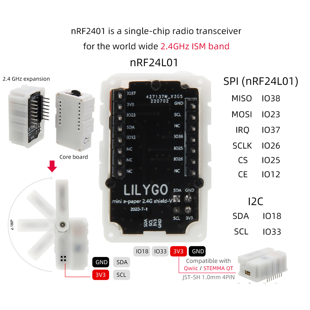 LILYGOreg-Mini-E-Paper-Shield-nRF24L01-24G-Transceiver-Module-24GHz-ISM-Band-180deg-Rotation-Antenna-1971124-1