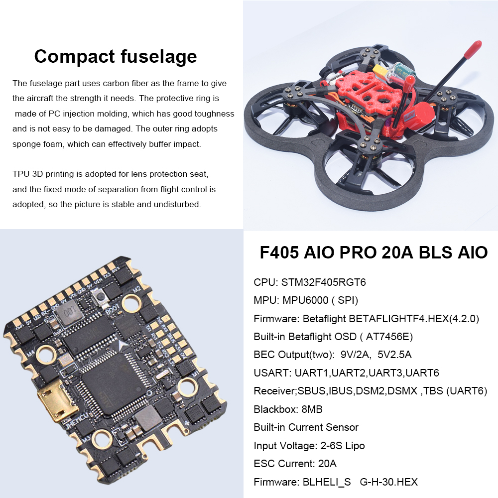 AuroraRC-Smooth-R-100mm-2-Inch-3-4S-FPV-Racing-Drone-PNPBNF-Caddx-ANT-1200TVL-Camera-F405-20A-1204-M-1848431-3