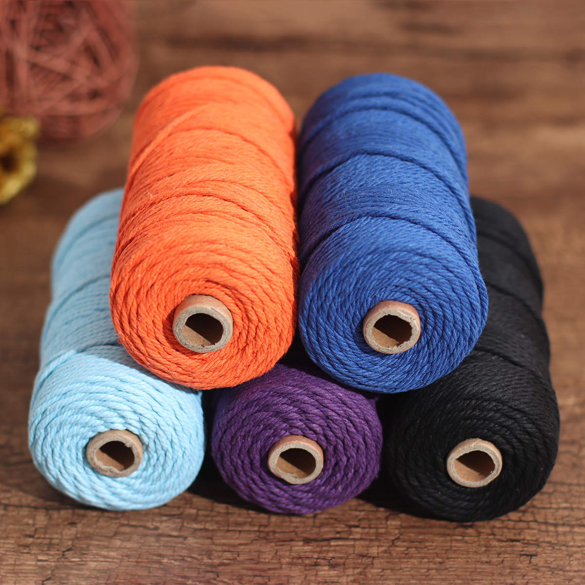 5-Color-3mm-100M-DIY-Long-Macrame-Colorful-Cotton-Twisted-Cord-Rope-Hand-Crafts-String-Braided-Wire-1387427-4