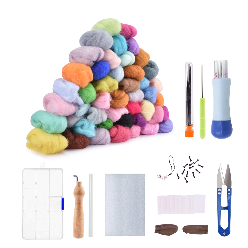 50-Color-DIY-Wool-Felt-Kit-Needles-Tool-Set-Handmade-Needle-Felting-Mat-Starter-Fabric-Sewing-Kit-w--1611654-1