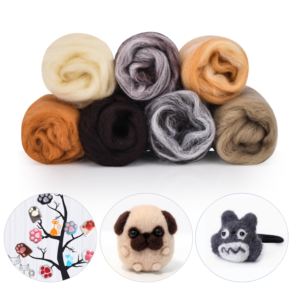 7-Colors-Roving-Wool-Fiber-DIY-Needle-Felt-Handcraft-Fluffy-Soft-Woolen-Fiber-Sewing-Crafts-Kit-1619344-1