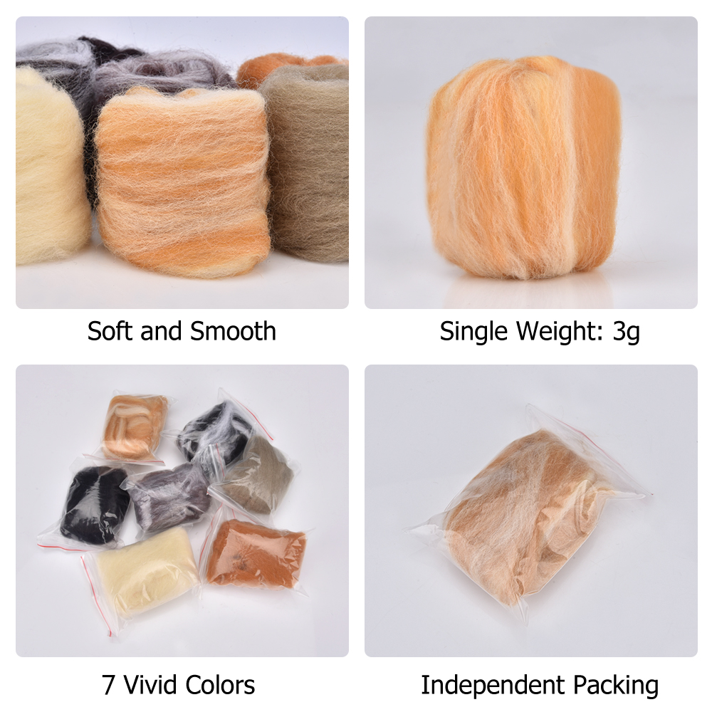 7-Colors-Roving-Wool-Fiber-DIY-Needle-Felt-Handcraft-Fluffy-Soft-Woolen-Fiber-Sewing-Crafts-Kit-1619344-6