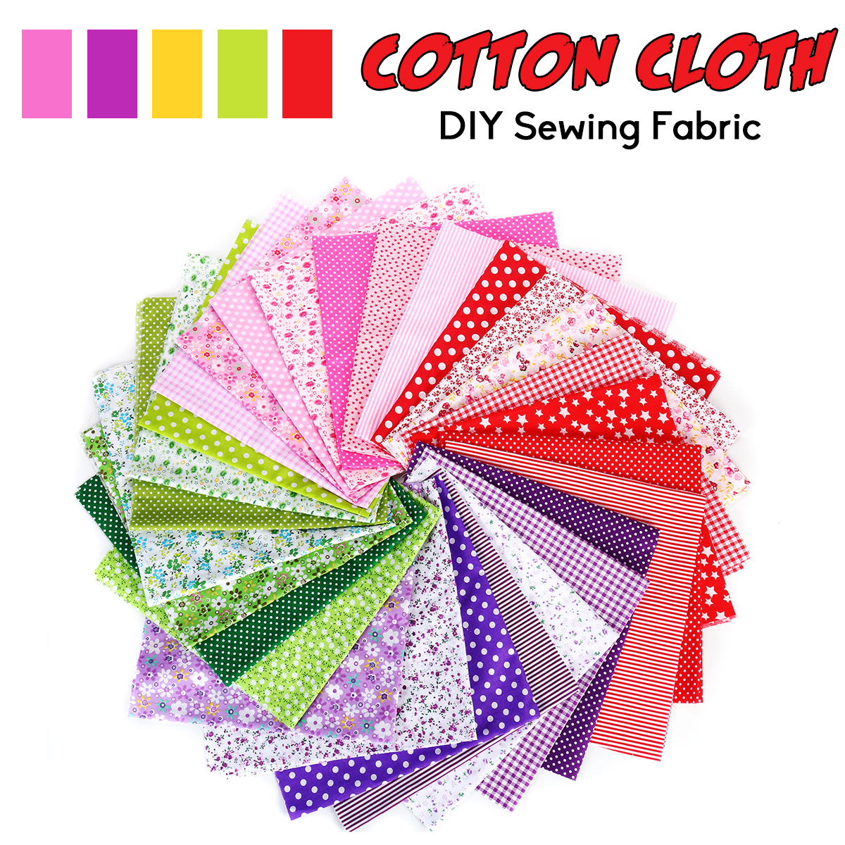 7Pcs-Cotton-Cloth-Fabric-Sewing-Patchwork-DIY-Craft-Clothing-Floral-1693612-1