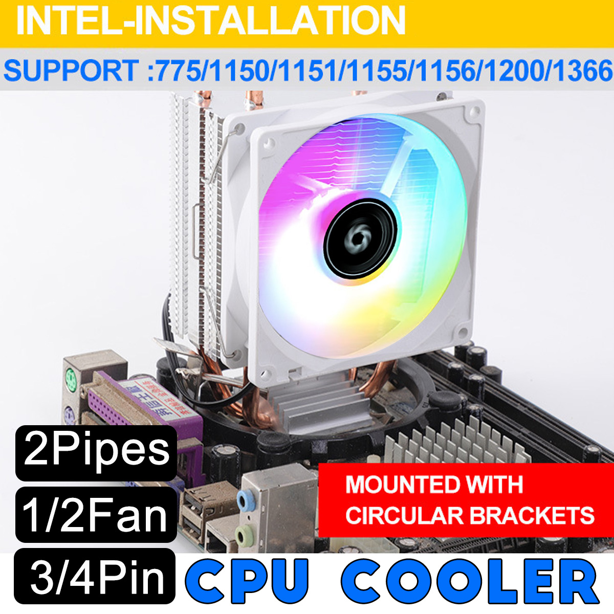 2-Heat-Pipe-RGB-CPU-Cooler-Hydo-Bearing-For-Intel-LGA-775115011511155115612001366-1973060-4
