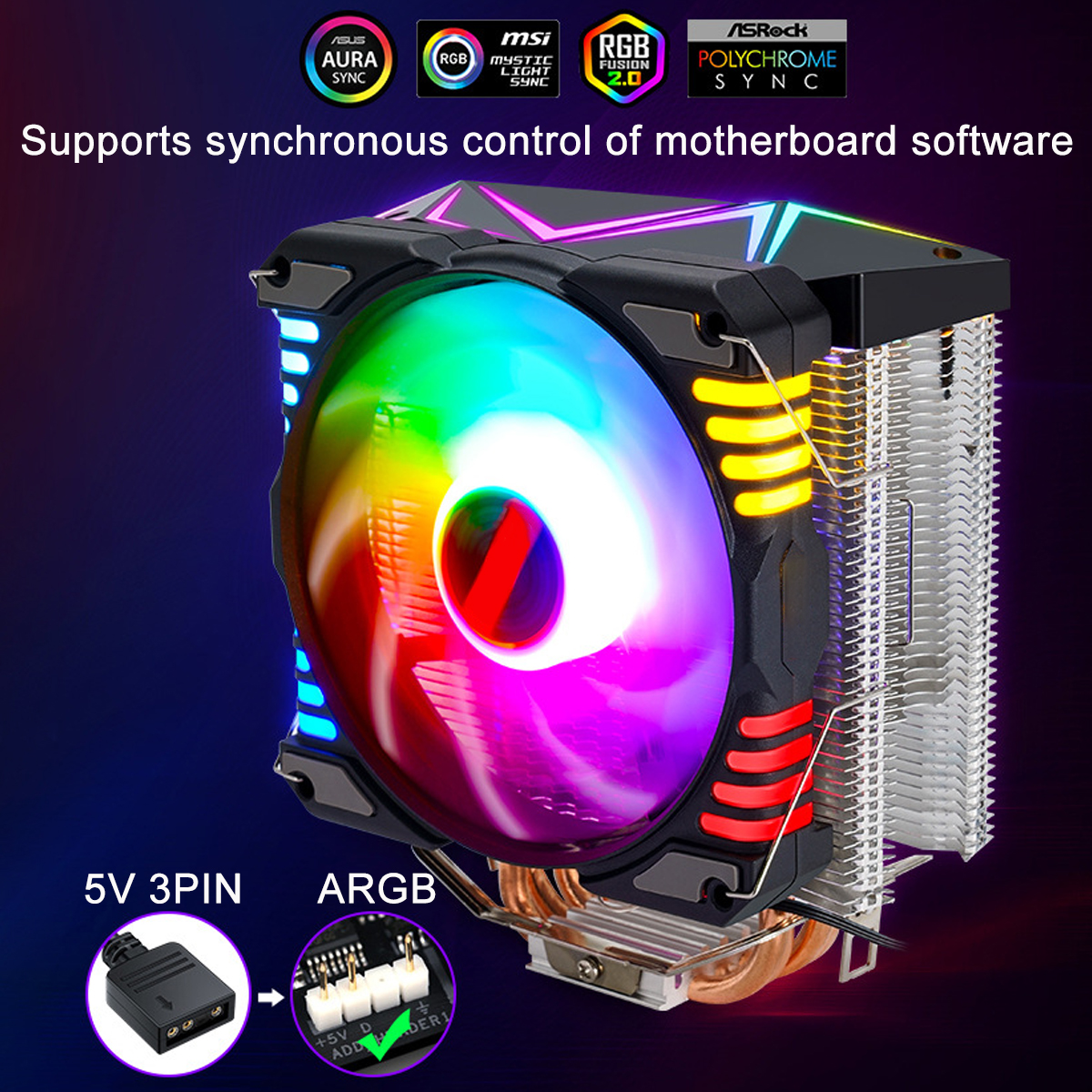 4-Heat-Pipe-RGB-CPU-Cooler-34-Pin-For-Intel-Socket-LGA-77511501151115511561200-AMD-Socket-1973061-3